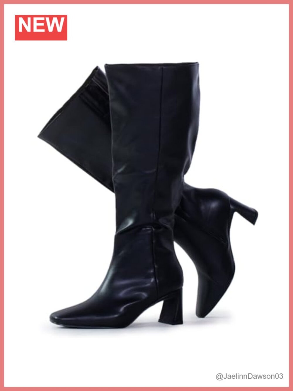 Wide Calf Knee High Dress Boots 2.25" Heel Square Toe Vegan Comfort Zip